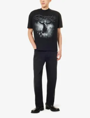 OZZY OSBOURNE Gas Mask Logo Cotton-Blend T-shirt in BLACK, additional product view 2