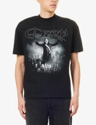 OZZY OSBOURNE Gas Mask Logo Cotton-Blend T-shirt in BLACK, additional product view 3