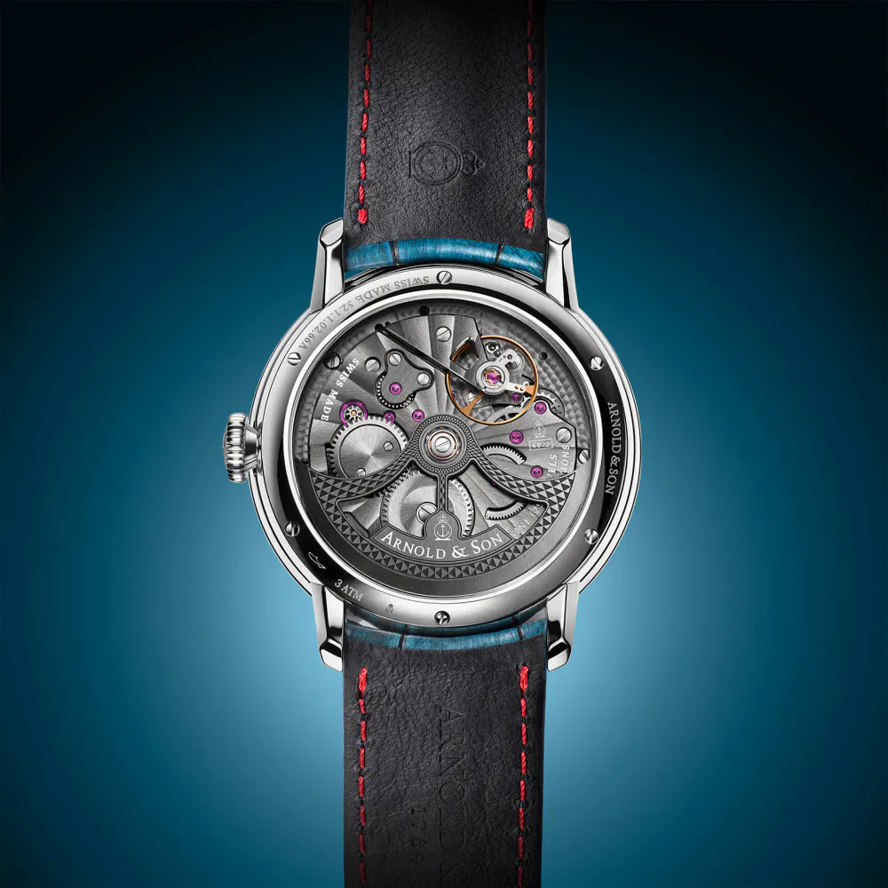Arnold And Son Globetrotter 45mm Steel Opaline Mens Watch Blue in Opaline, additional product view 2