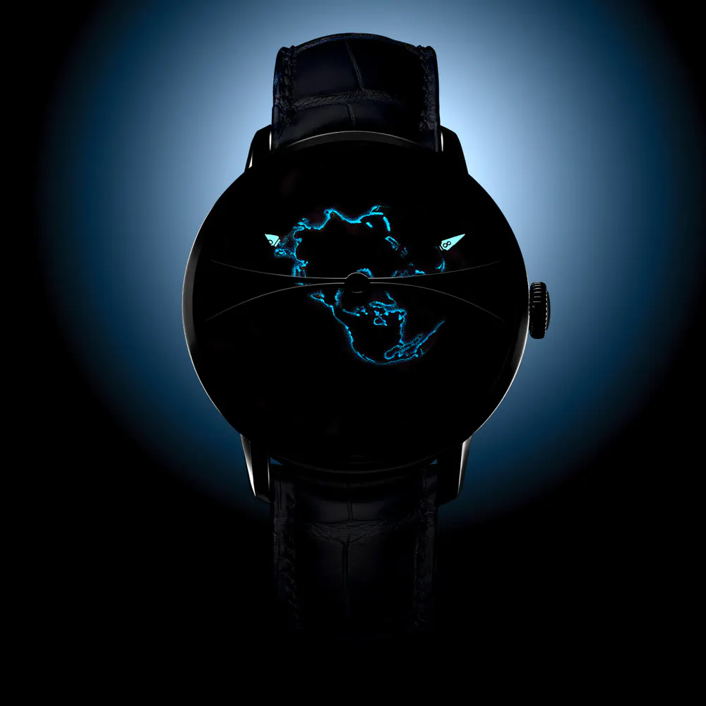 Arnold And Son Globetrotter 45mm Steel Opaline Mens Watch Blue in Opaline, additional product view 3