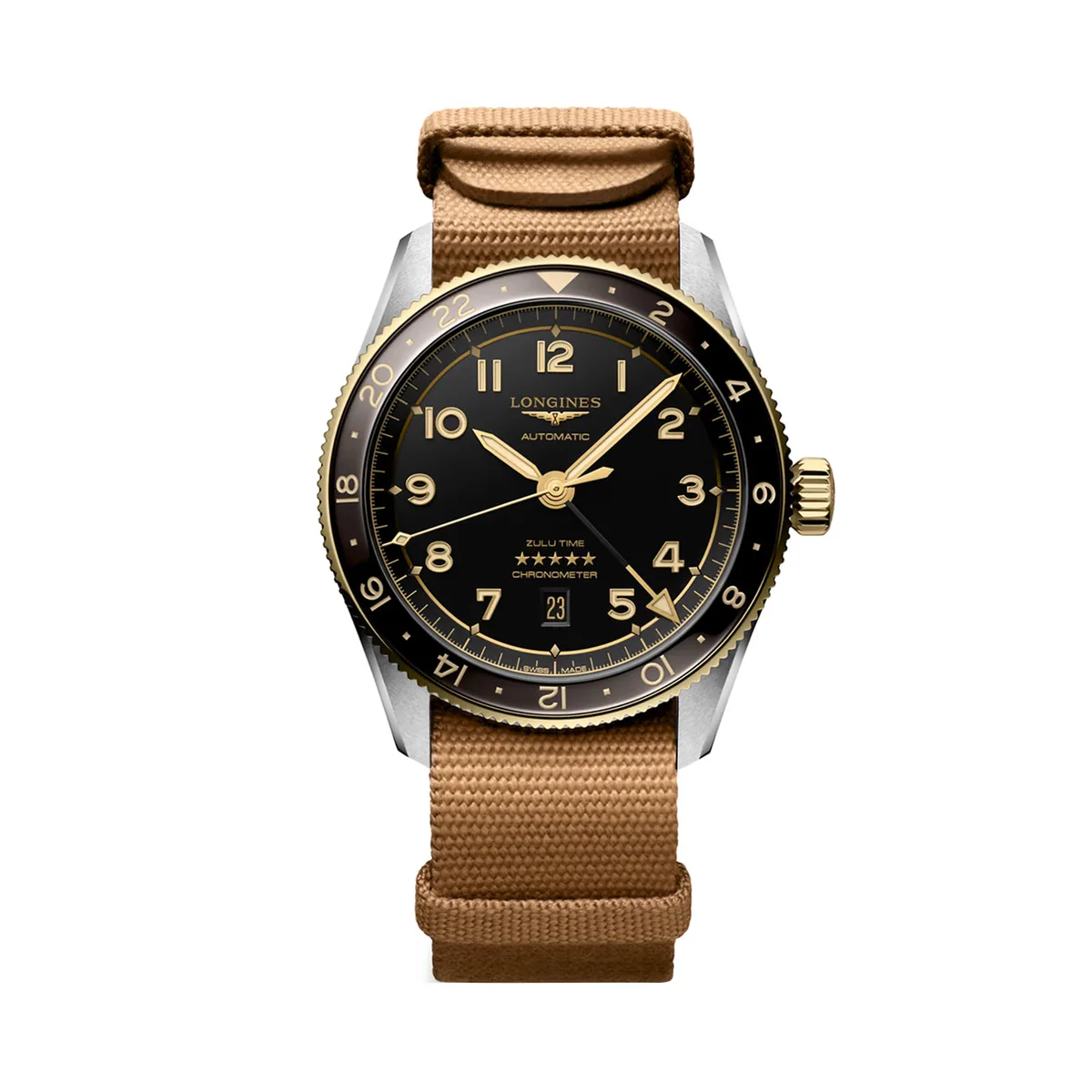 Longines Spirit Zulu Time 42mm Mens Watch Black