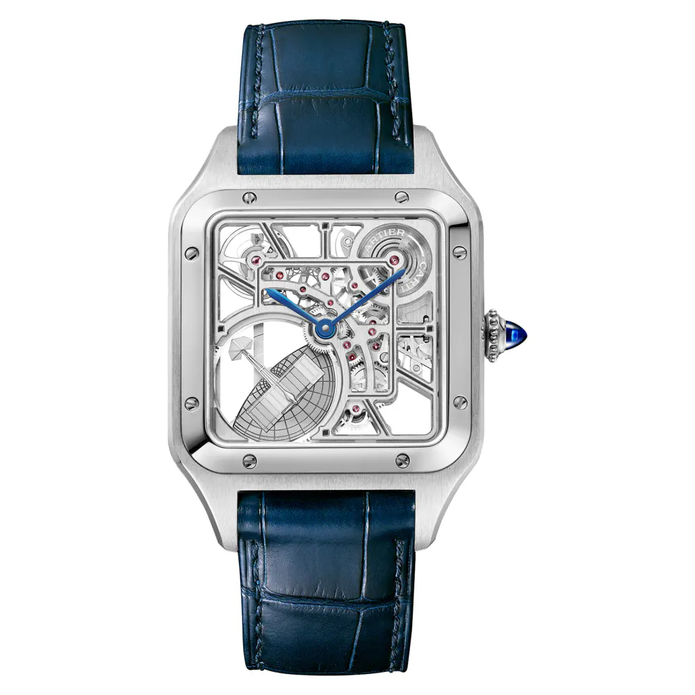 Cartier Santos-Dumont Skeleton Watch, Large Model, Automatic Movement, Steel, Leather detail 2