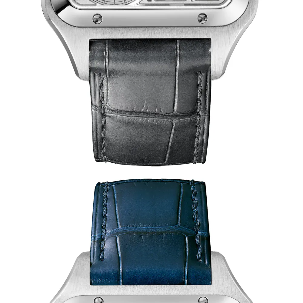 Cartier Santos-Dumont Skeleton Watch, Large Model, Automatic Movement, Steel, Leather detail 3
