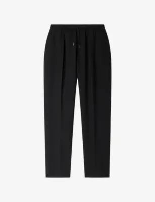 SANDRO Drawstring-Waist Straight-Leg Woven Trousers - CAPPUCINO