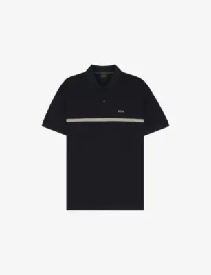 BOSS Paddy Horizontal-Stripe Cotton Polo Shirt - DARK BLUE - XXXXXXL