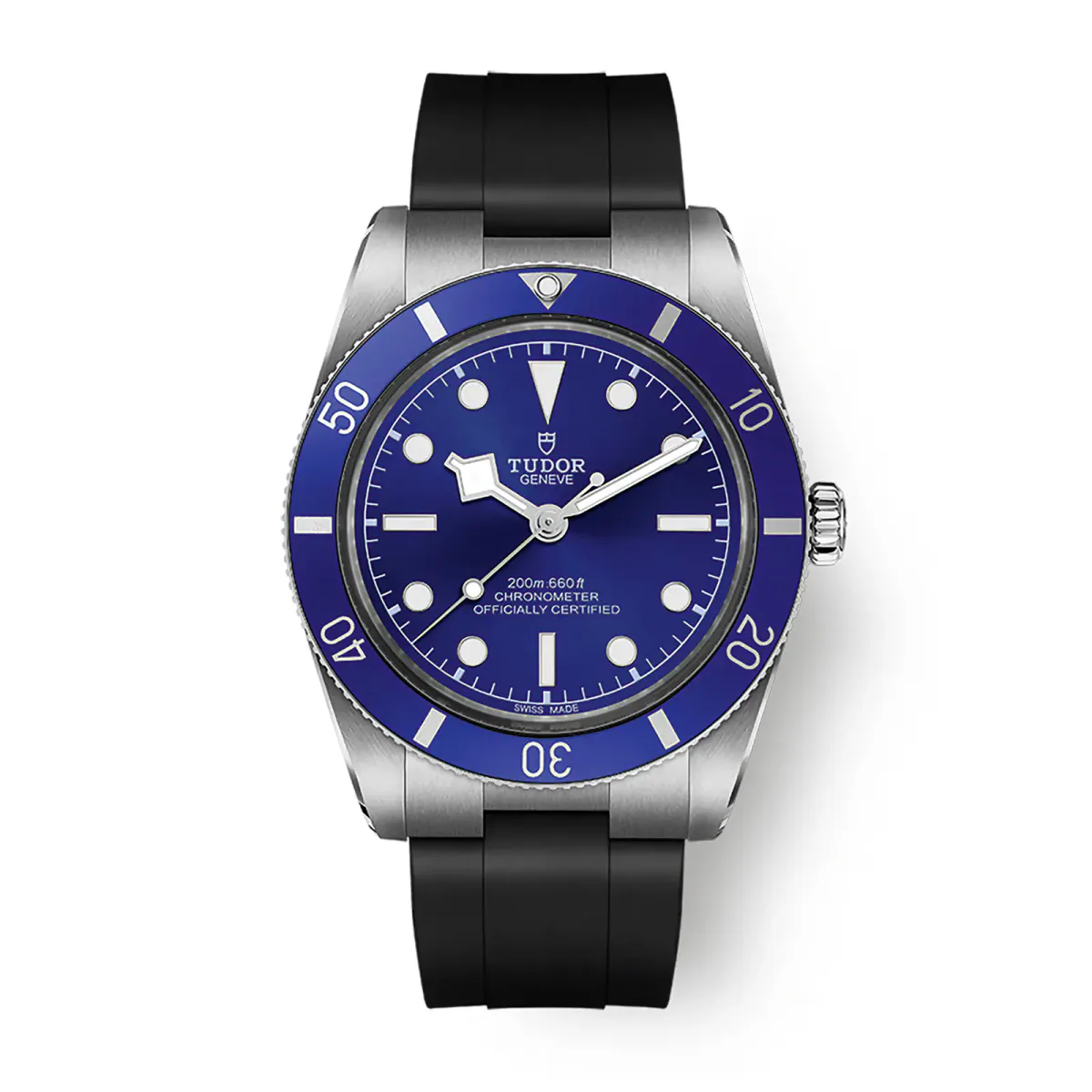 Tudor Black Bay 54 37mm Steel Case Rubber Strap Watch Blue