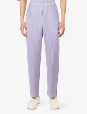 HOMME PLISSE ISSEY MIYAKE July Pleated Knitted Trousers in 80-purple Hued, additional product view 3