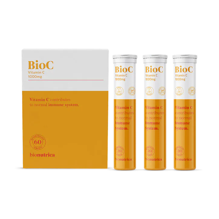 Bionutrica BioC - Vitamin C (1000mg) 60 Effervescent Tablets Orange Flavour - Immunity Support