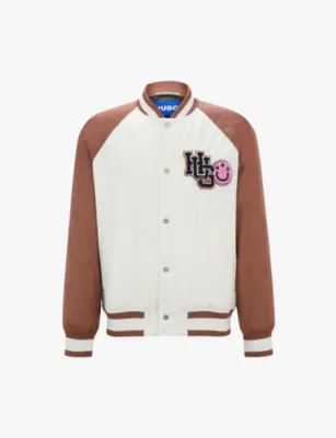 HUGO Logo-patch contrast-sleeve woven bomber jacket