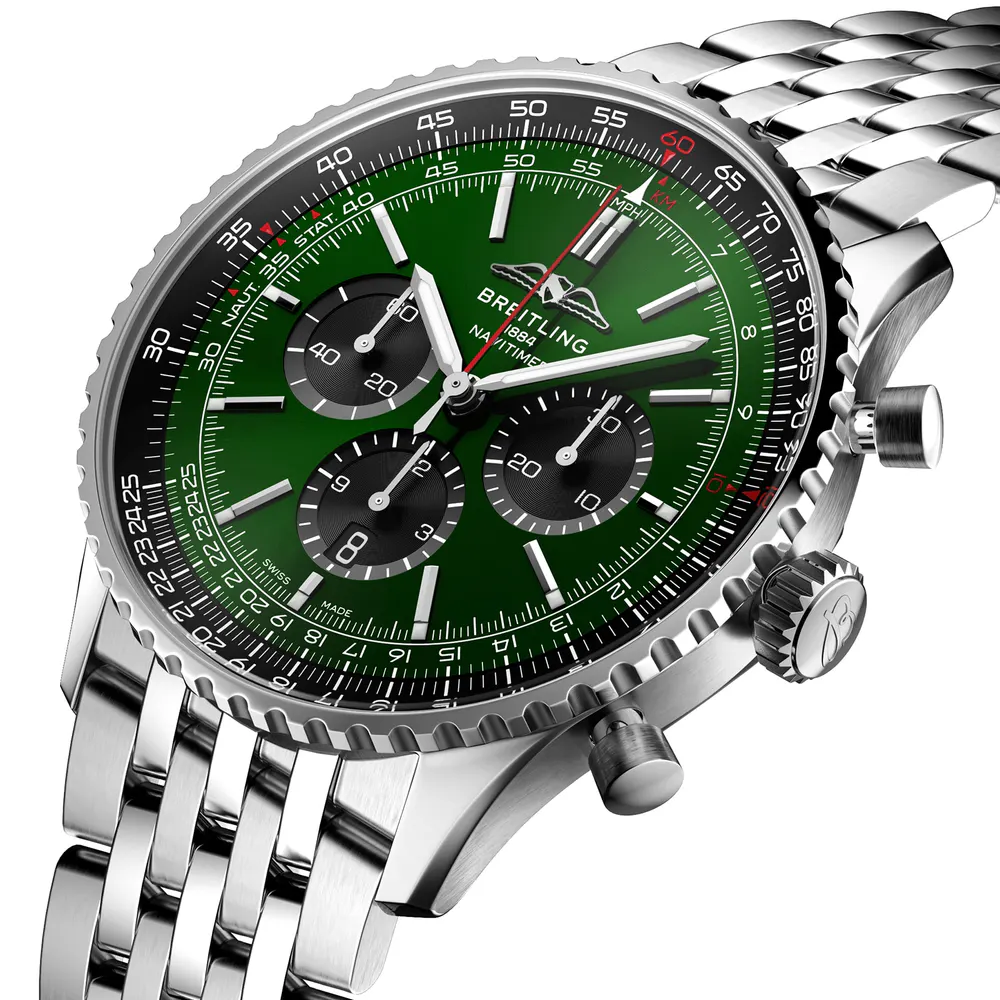Breitling Navitimer B01 Chronograph 46 Stainless Steel Watch in Green, additional product view 2