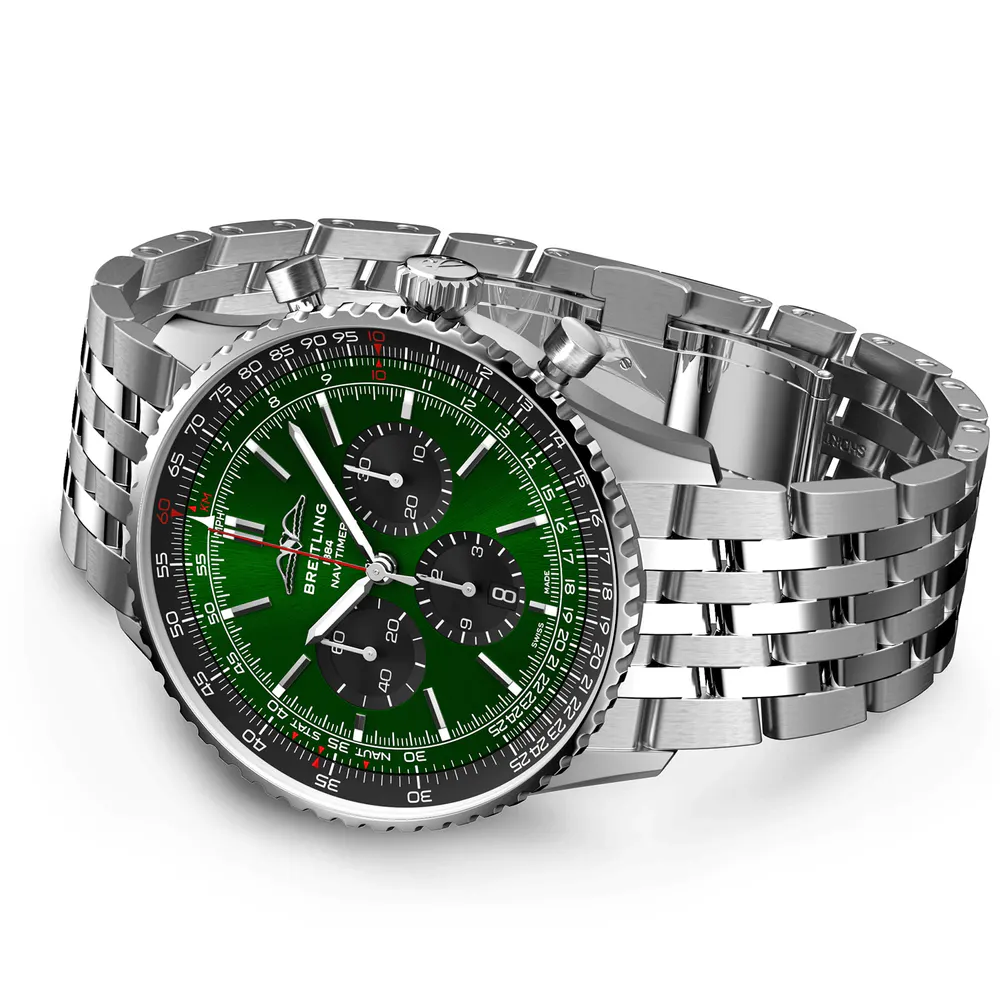 Breitling Navitimer B01 Chronograph 46 Stainless Steel Watch in Green, additional product view 3