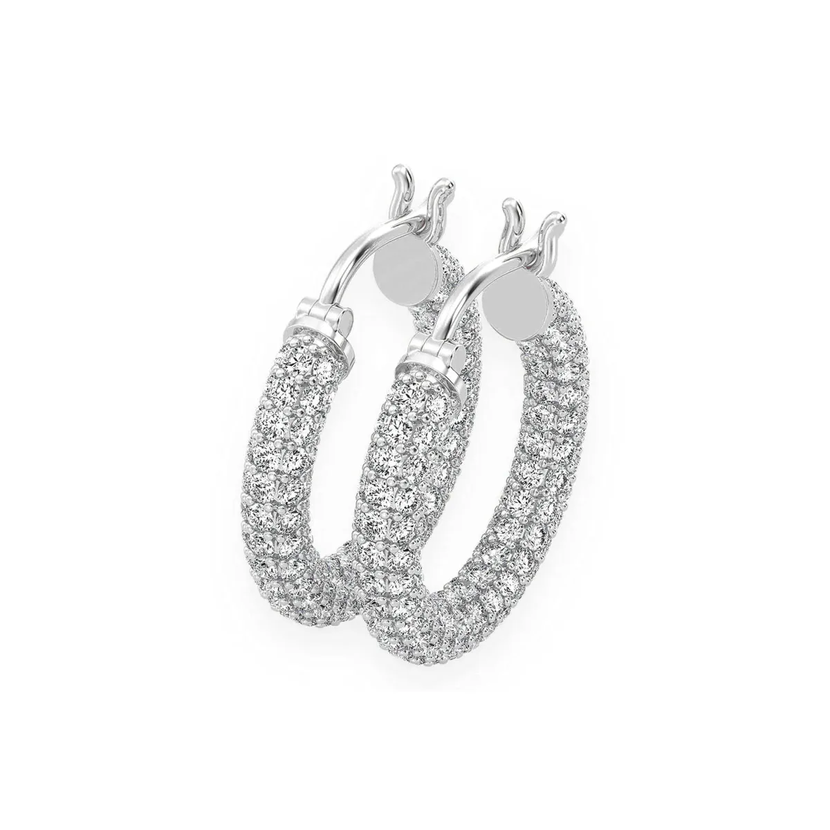 For Him Bubbly Eternity Diamond Hoops in 3.00ctw / White Gold / Natural Diamond – Earring