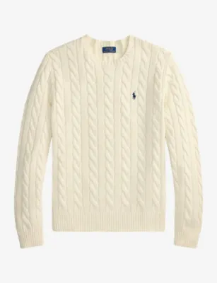 POLO RALPH LAUREN Brand-Embroidered Cable-Knitted Cotton Jumper