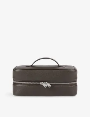 SANDRO Top handle grained faux-leather wash bag - Noir / Gris - 1SIZE