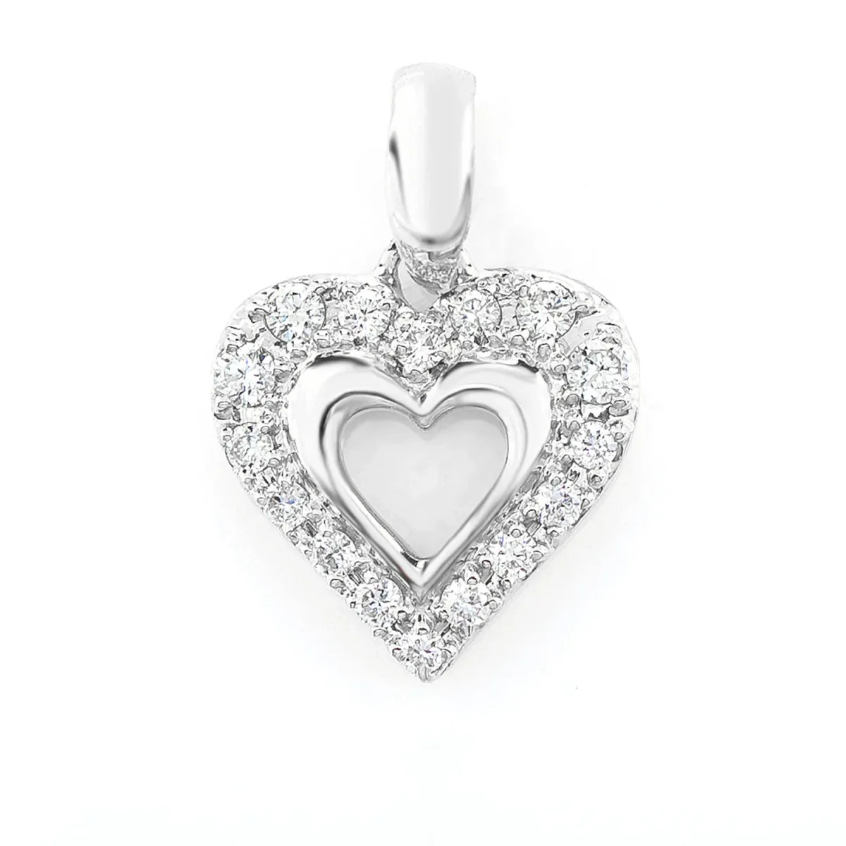 For Him Open Heart Halo Diamond Pendant in White Gold / Natural Diamond – Pendant