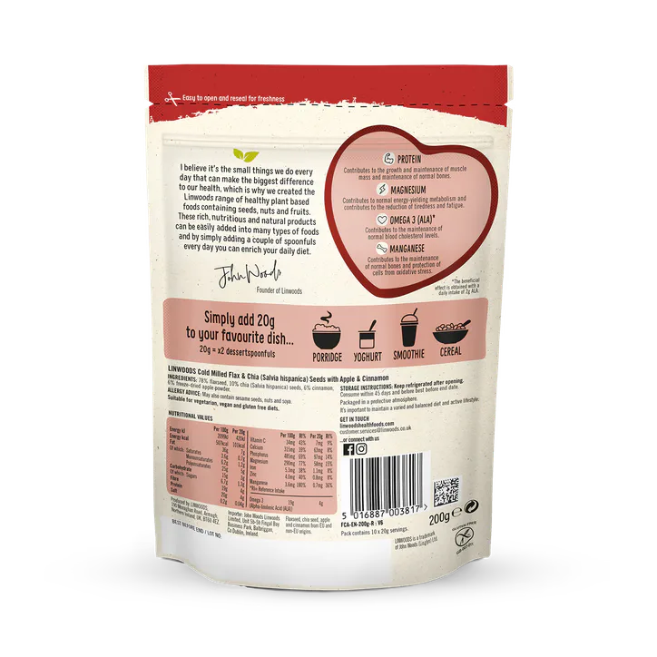 Linwoods Milled Flaxseed, Chia Seed, Apple & Cinnamon 200g detail 2