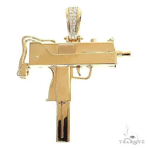 RINA - For Him FACTORY Large Uzi submachine Gun Diamond Pendant 68886 in Rose Gold – Pendant