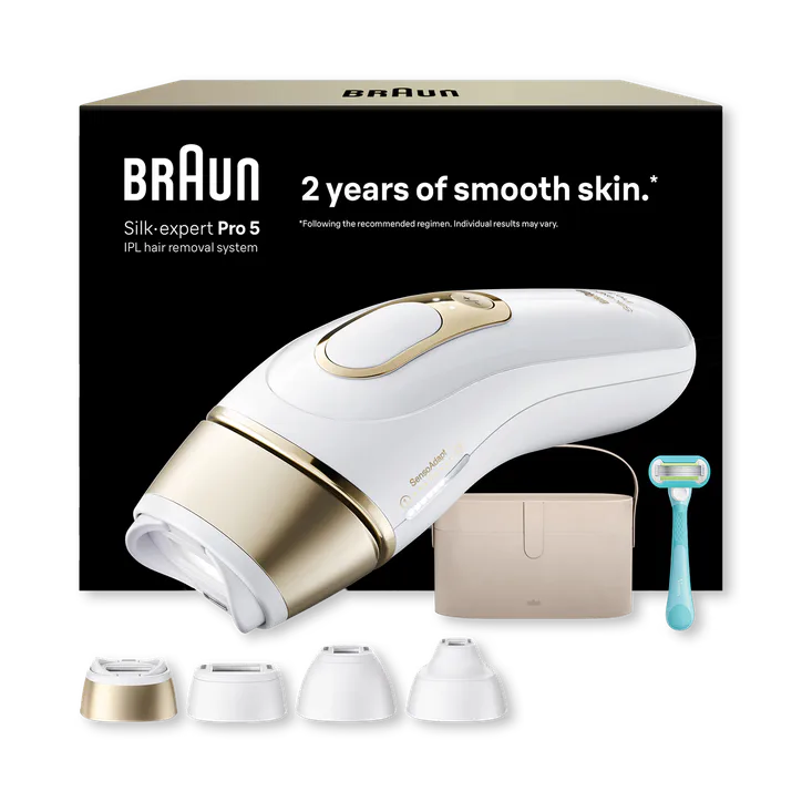 BRAUN IPL Silk·expert Pro 5, At Home Hair Removal, 4 Attachment Heads, PL5441