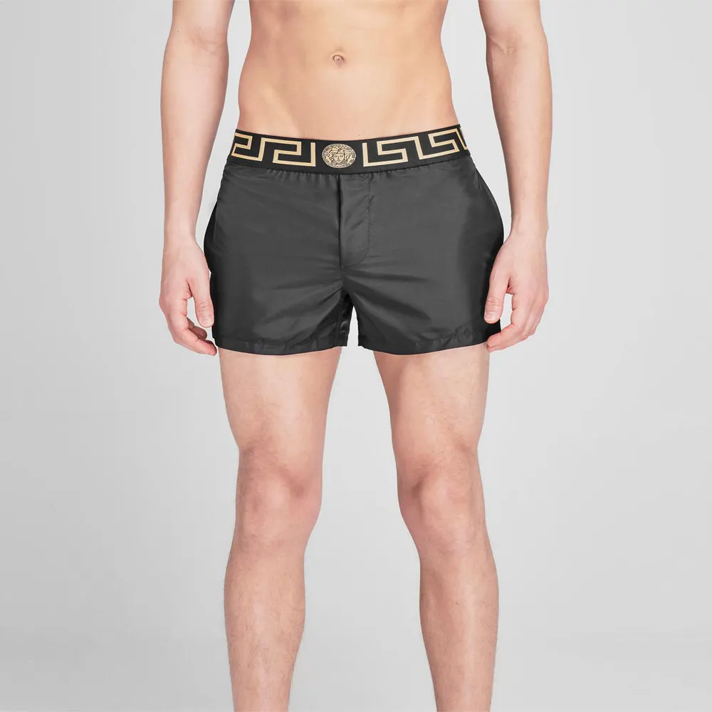 Versace Icon Greca Waistband Swim Shorts in Black Gold, additional product view 3