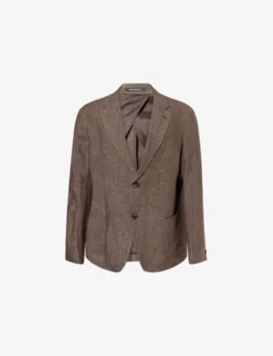 EMPORIO ARMANI Single-Breasted Two-Button Linen Blazer