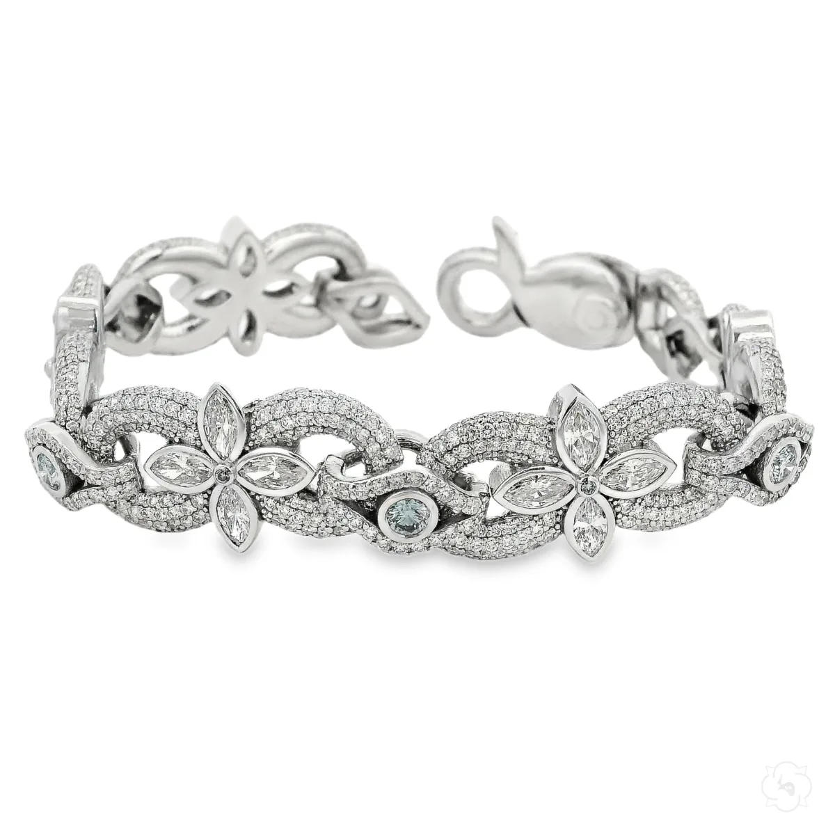 RINA - For Him CUSTOM Marquise And Round White And Blue Diamond Bracelet 70996 in Rose – Bracelet