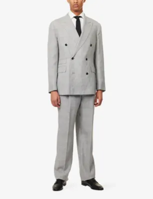DUNHILL Check Cavendish Double-Breasted Linen-Blend Jacket - 38R detail 2
