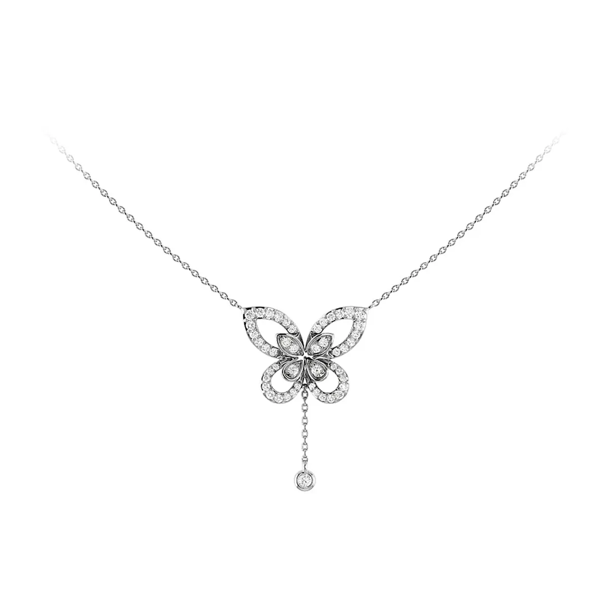 For Him Butterfly Diamond Necklace in Two Tone Rose / 18" / Natural Diamond – Necklace