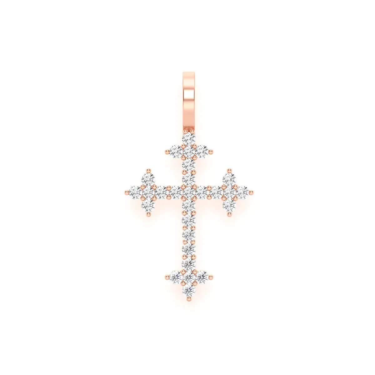 For Him Three Point Diamond Cross Pendant in 0.45ctw / Rose Gold / Natural Diamond – Pendant