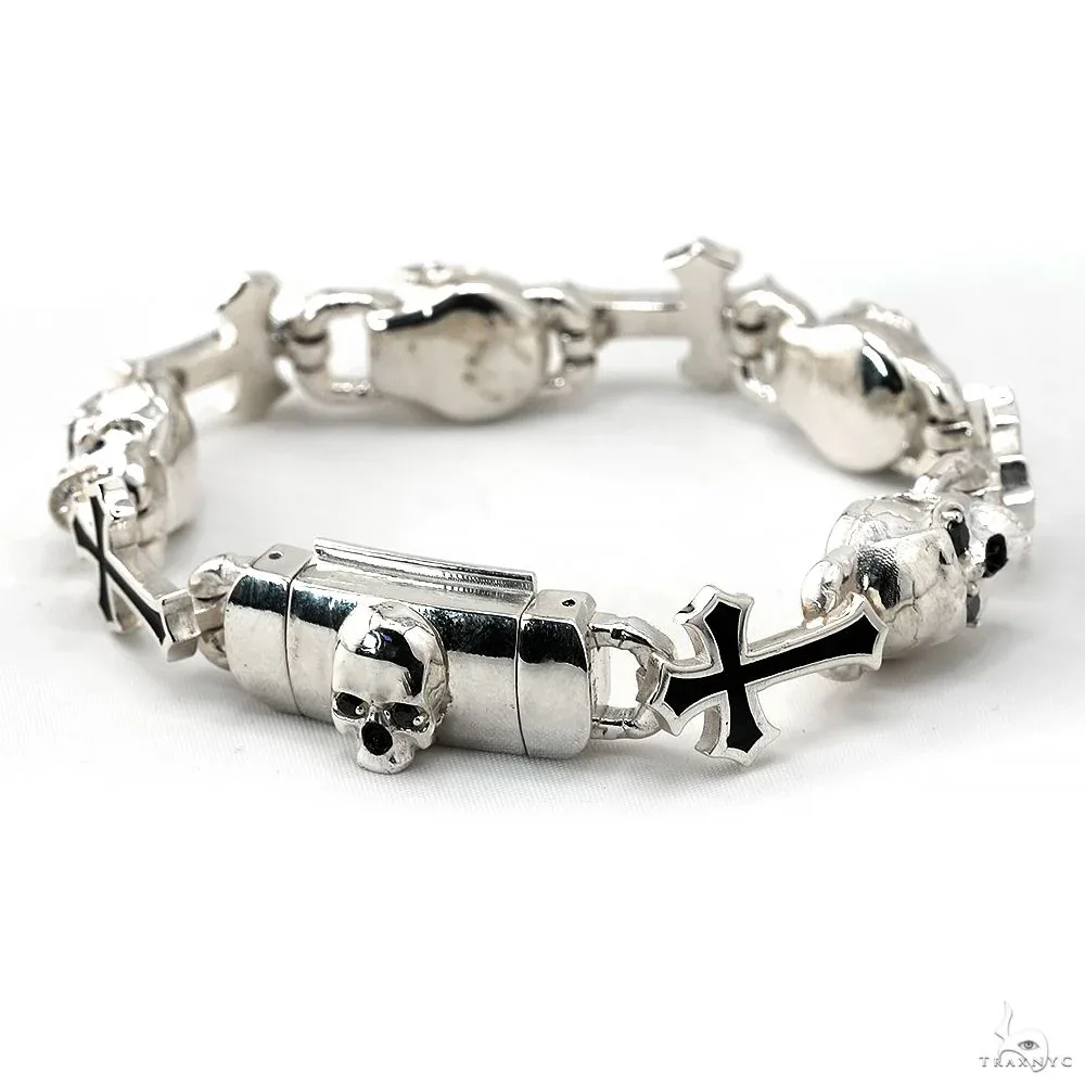 MARYAM - For Him SILVER Life and Death Skull Cross Silver Bracelet 70048