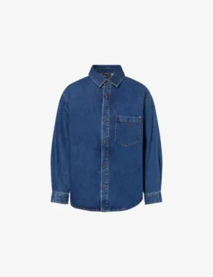 EMPORIO ARMANI Logo-Embroidered Cotton Denim Overshirt