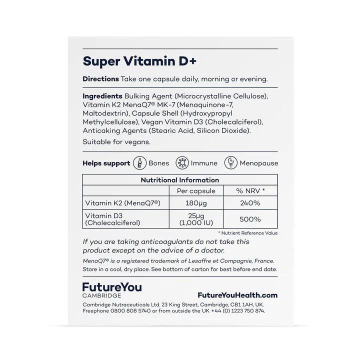 FutureYou Cambridge Super Vitamin D+ K2 28 Capsules detail 2
