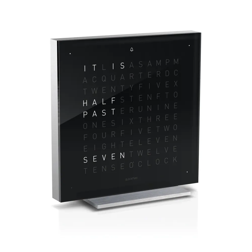 QLOCKTWO TOUCH Black Ice Tea Acrylic Table Clock 13.5cm in Black, additional product view 2