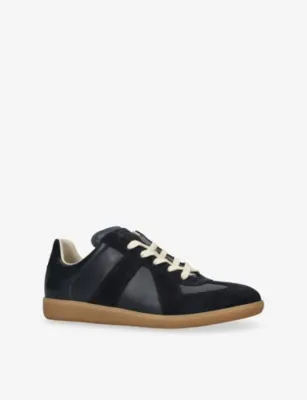 MAISON MARGIELA Replica Panelled Leather Trainers - EUR 44 / 10 UK MEN in Navy, additional product view 3