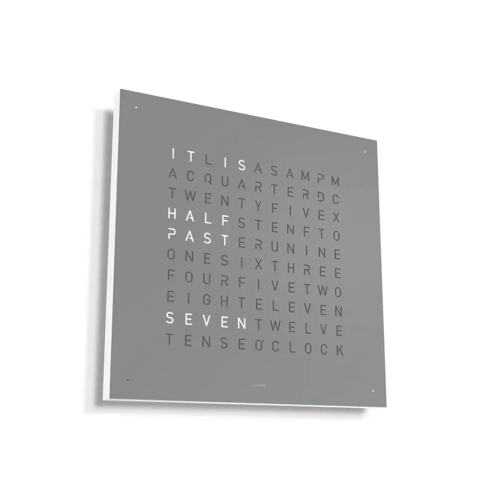 QLOCKTWO CLASSIC Stainless Steel Grey Wall Clock 45cm detail 2