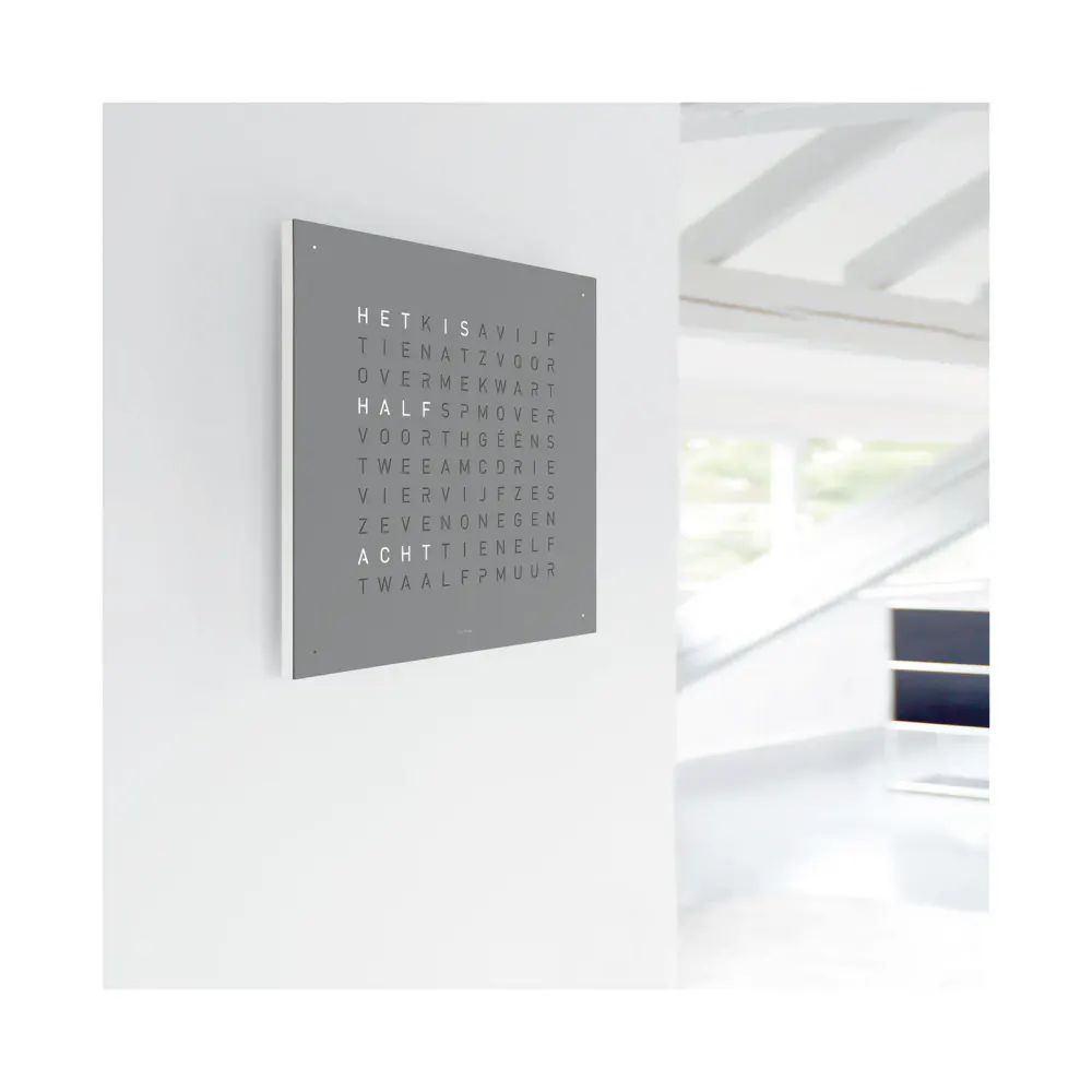 QLOCKTWO CLASSIC Stainless Steel Grey Wall Clock 45cm detail 3