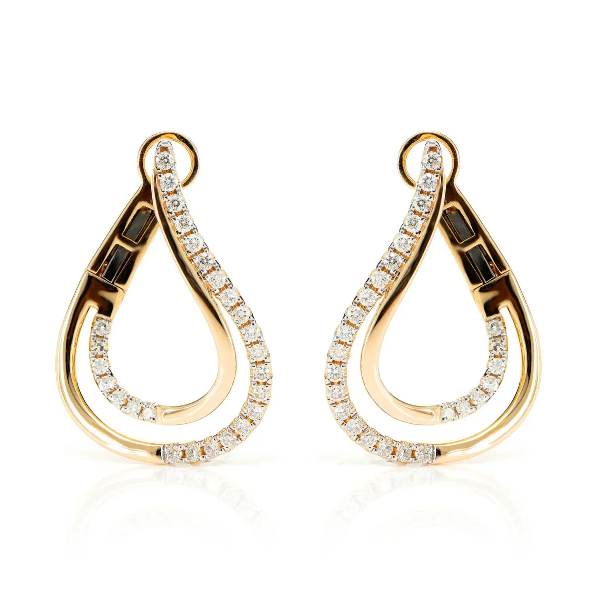 For Him Twisted Teardrop Diamond Hoop Earrings in Rose Gold / Lab Grown Diamond – Earring