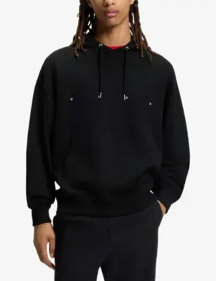 HUGO Brand-Embroidered Cotton-Jersey Hoody detail 3