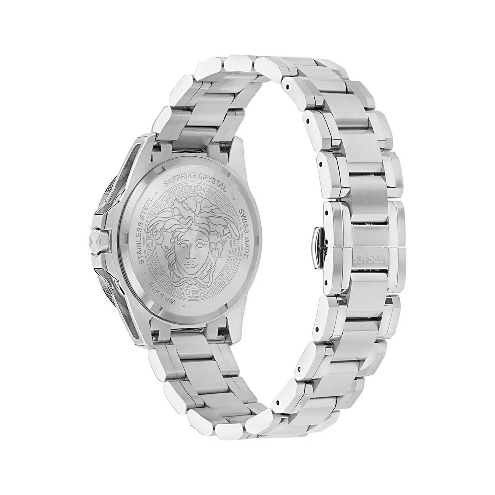 Versace Men's Moonphase Analogue Quartz Watch in Blue/Silver, additional product view 2