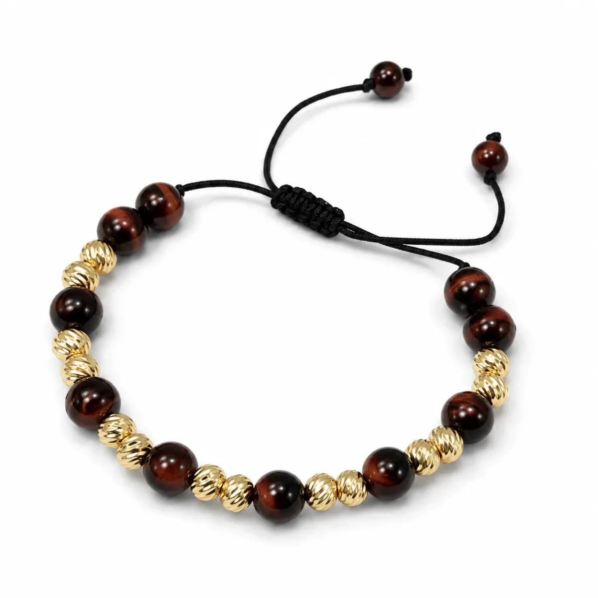 EMMA - For Him MERCHANDISE Red Tiger Eye & Gold Bead Adjustable Bracelet 71781 – Bracelet