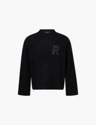 REPRESENT Intarsia-Logo Brushed Knitted Jumper