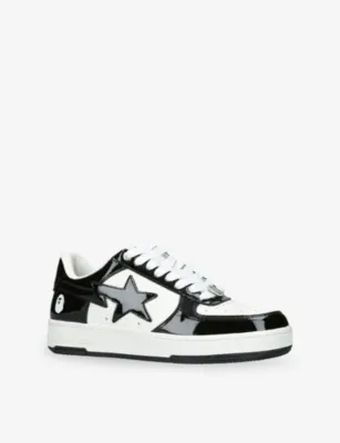 A BATHING APE BAPE STA Icon #1 M2 Leather Trainers - EUR 44 / 10 UK MEN in BLK/WHITE, additional product view 3