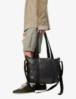 RICK OWENS Trolley Leather Tote Bag in BLACK, additional product view 2
