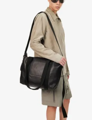 RICK OWENS Trolley Leather Tote Bag in BLACK, additional product view 3