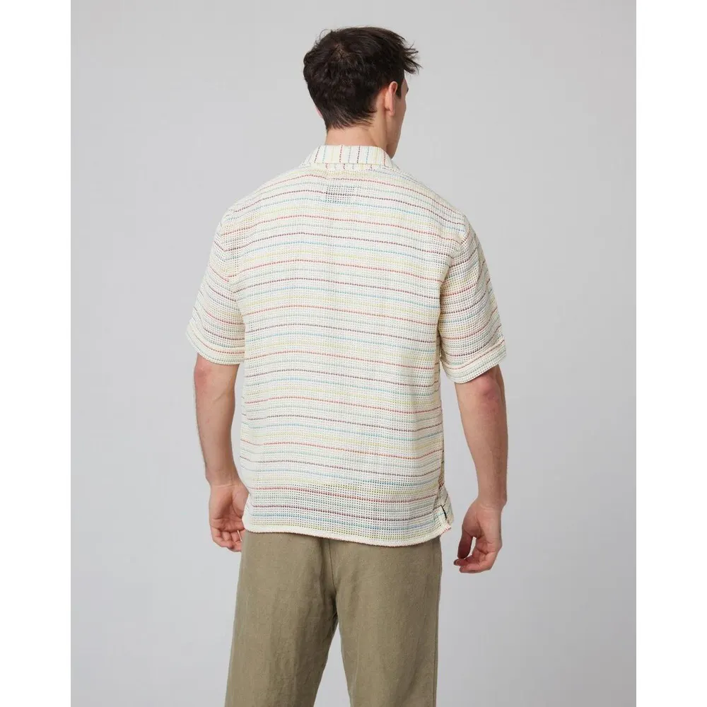 Peregrine Quay Cuban Collar Shirt in Sunset Stripe, additional product view 3