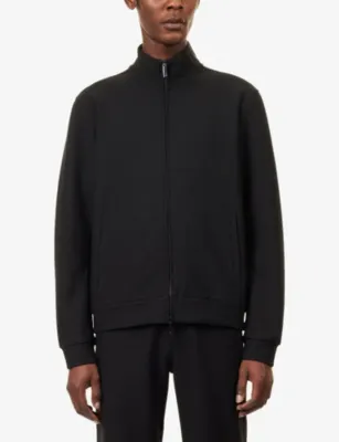 EMPORIO ARMANI Zip High-Neck Cotton-Blend Track Jacket detail 3