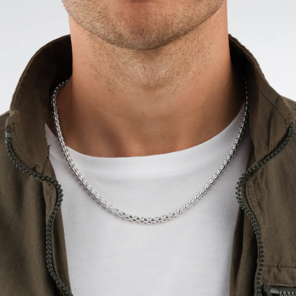For Him Sterling Silver Mens Micro ID Chain detail 2