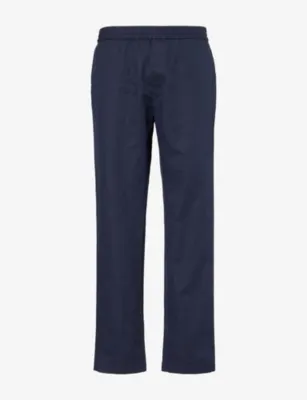 SUNSPEL Drawstring Straight-Leg Cotton-Linen Trousers
