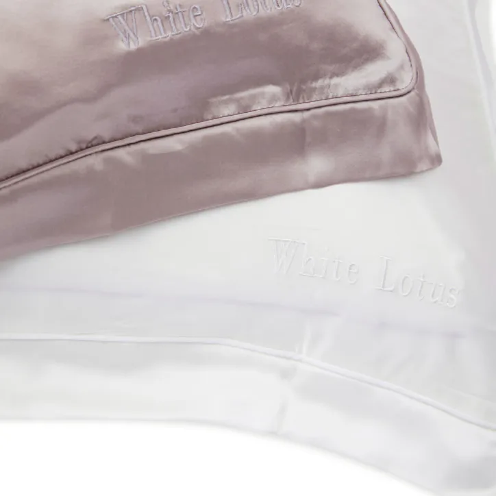 White Lotus Beauty 100% Mulberry Silk Pillowcase & Eye Mask Set Cruelty Free - White detail 2