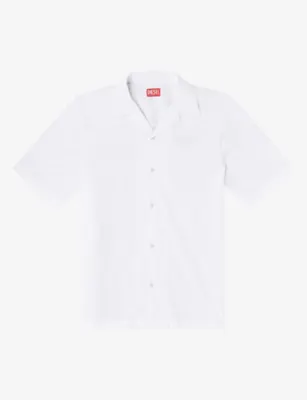 DIESEL Embroidered-Logo Short-Sleeve Stretch-Cotton Poplin Shirt