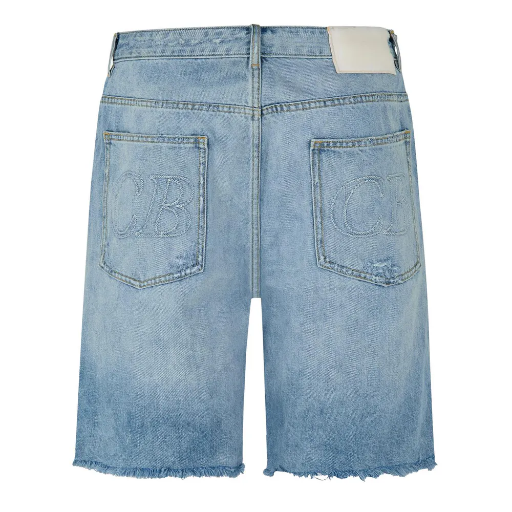 Cole Buxton Men's Repaired Distressed Denim Shorts detail 2